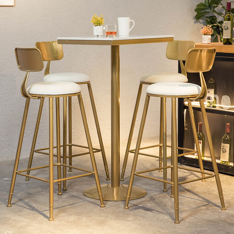 Artificial Marble Bar Table Glam Style Gold Base Bistro Table for Indoor