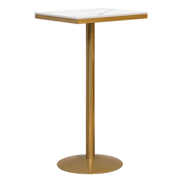 Artificial Marble Bar Table Glam Style Gold Base Bistro Table for Indoor