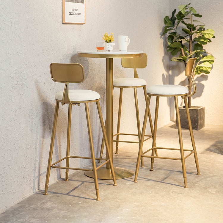 Artificial Marble Bar Table Glam Style Gold Base Bistro Table for Indoor