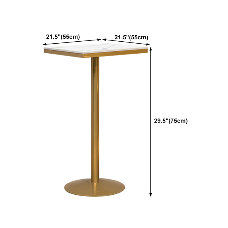 Artificial Marble Bar Table Glam Style Gold Base Bistro Table for Indoor