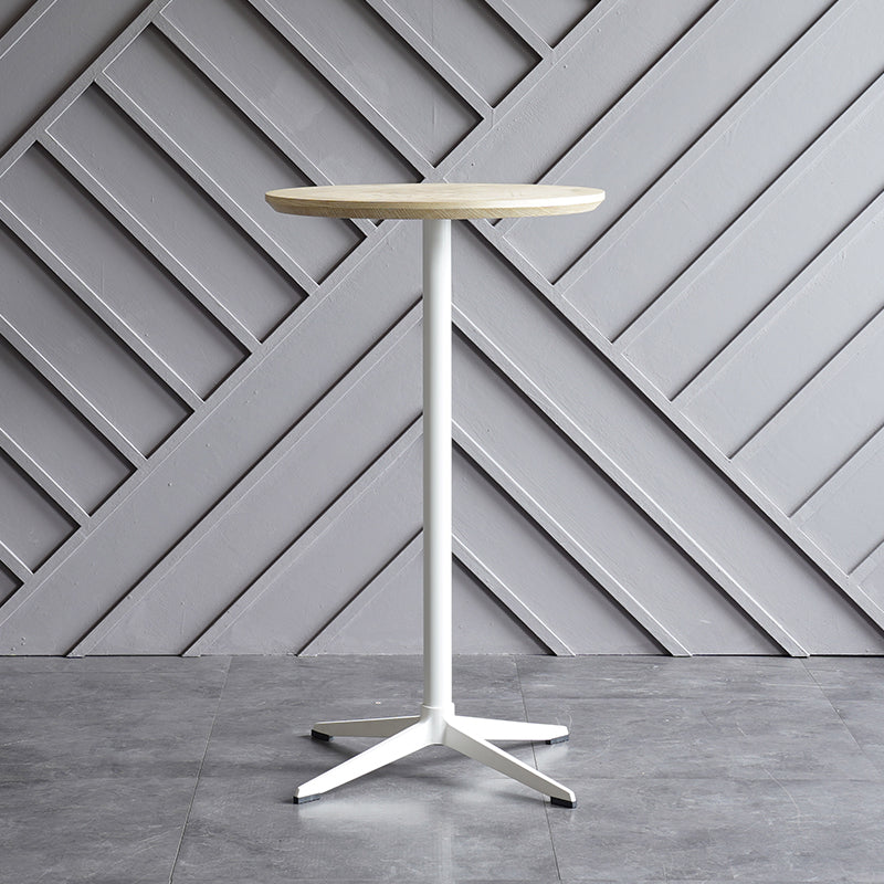 Industrial Aluminium Bar Dining Table Round Indoor Bistro Table with Engineered Wood Top