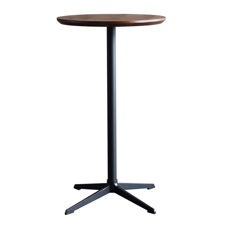 Industrial Aluminium Bar Dining Table Round Indoor Bistro Table with Engineered Wood Top