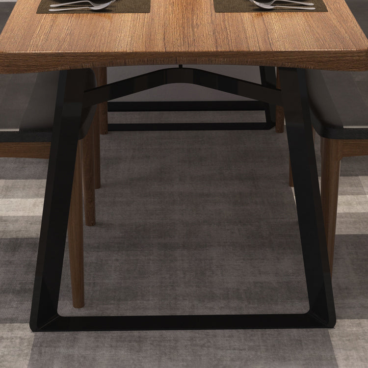 Rectangle Pine Wood Table for Restaurant Industrial Dining Table with Double Pedestal