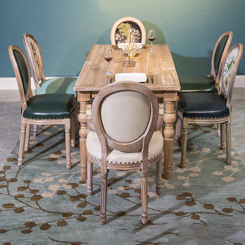 Medieval Modern Dining Table for Restaurant Rectangle Pine Wood Table with 4 Legs
