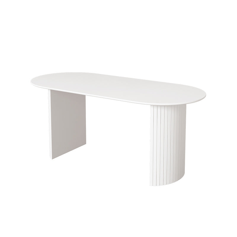 Solid Wood White Dining Table Simplicity Double Pedestal Table for Dining Room