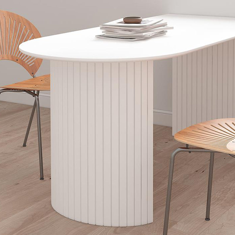 Solid Wood White Dining Table Simplicity Double Pedestal Table for Dining Room