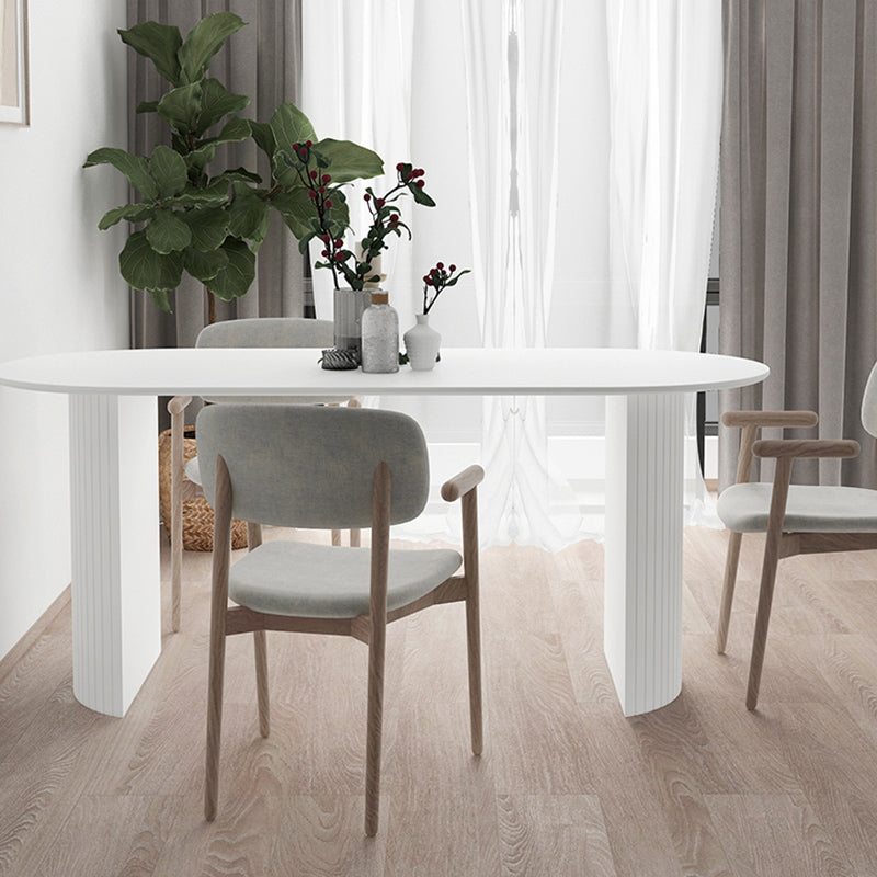 Solid Wood White Dining Table Simplicity Double Pedestal Table for Dining Room