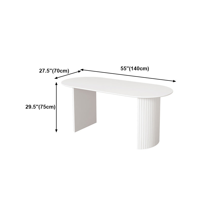 Solid Wood White Dining Table Simplicity Double Pedestal Table for Dining Room