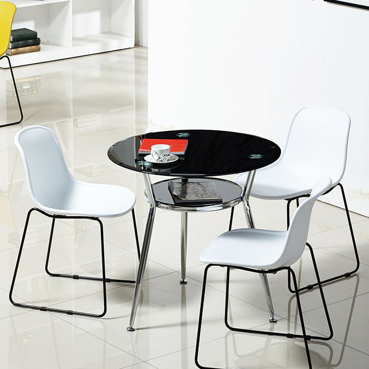 Round Glass Dining Room Collection Modern Style Tripod Base Furniture for Home