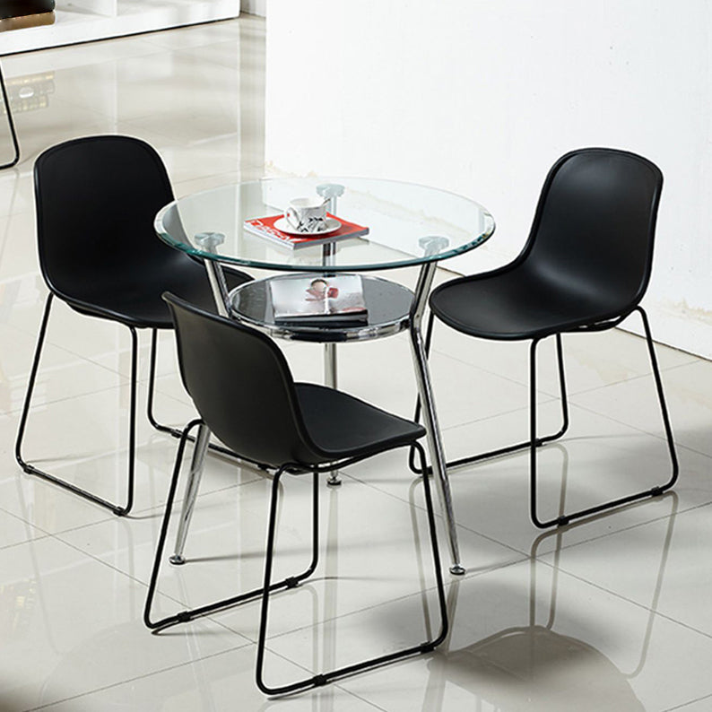 Round Glass Dining Room Collection Modern Style Tripod Base Furniture for Home