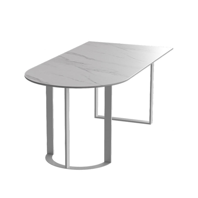 Free Form Sintered Stone Top Table for Restaurant Luxury Dining Table with Double Pedestal