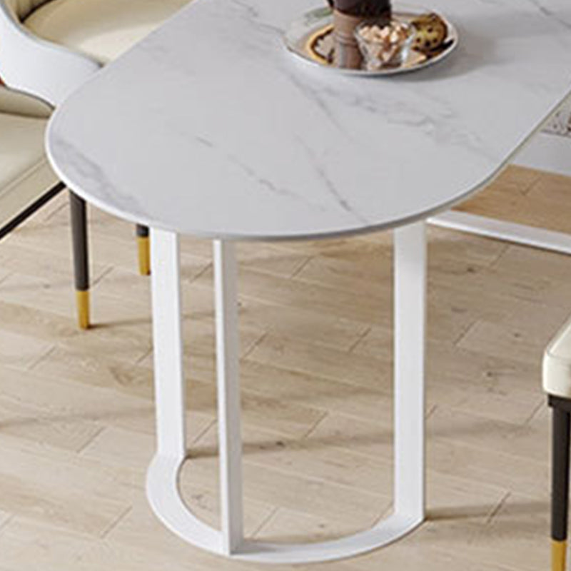 Free Form Sintered Stone Top Table for Restaurant Luxury Dining Table with Double Pedestal