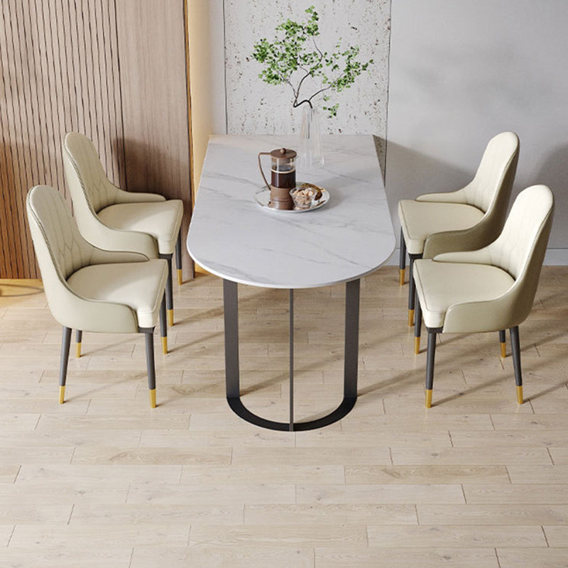 Free Form Sintered Stone Top Table for Restaurant Luxury Dining Table with Double Pedestal
