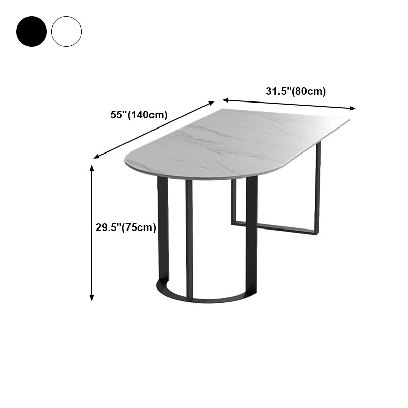 Free Form Sintered Stone Top Table for Restaurant Luxury Dining Table with Double Pedestal
