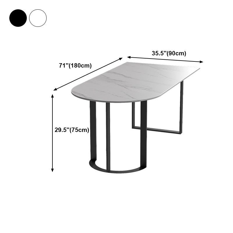 Free Form Sintered Stone Top Table for Restaurant Luxury Dining Table with Double Pedestal