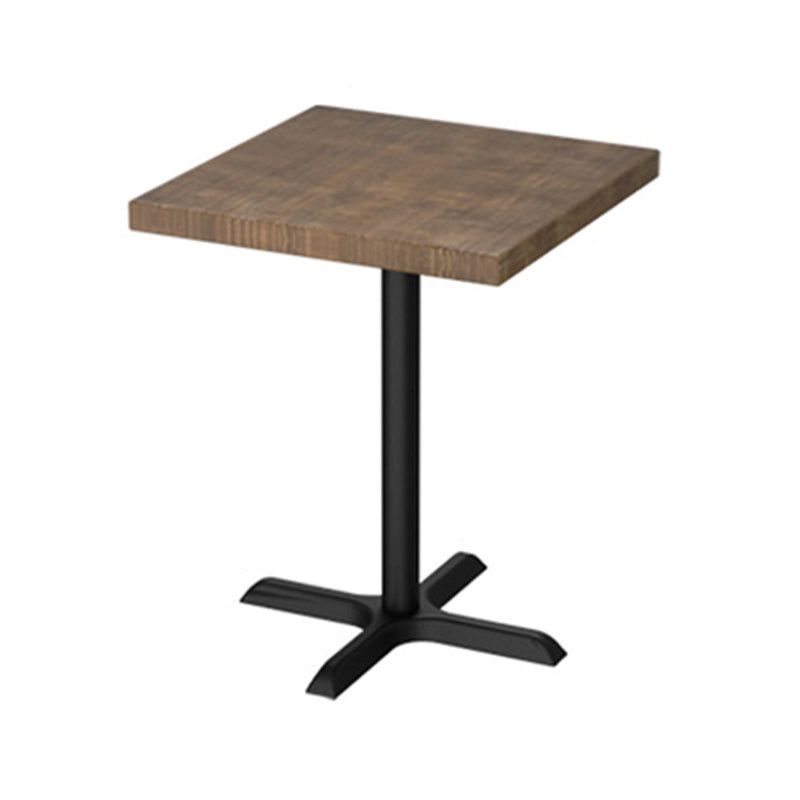 Solid Wood Dining Table Industrial Square Dining Table with Metal Base