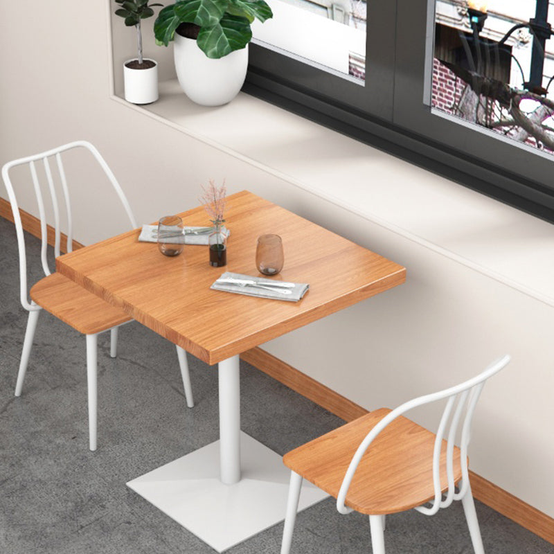 Square Wooden Dining Table Industrial Pedestal Dining Table for Restaurant