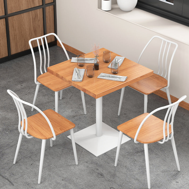 Square Wooden Dining Table Industrial Pedestal Dining Table for Restaurant