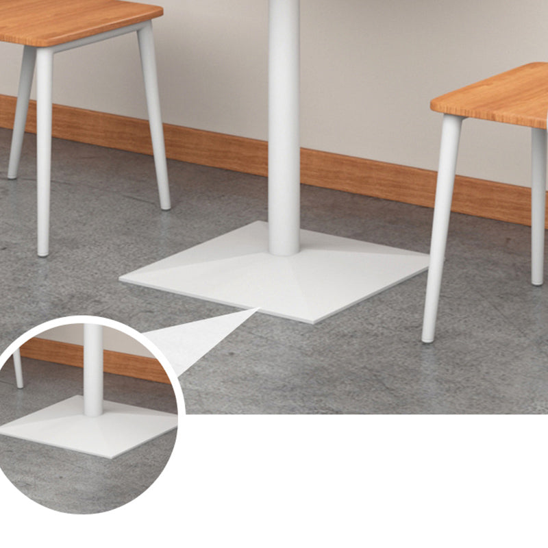 Square Wooden Dining Table Industrial Pedestal Dining Table for Restaurant