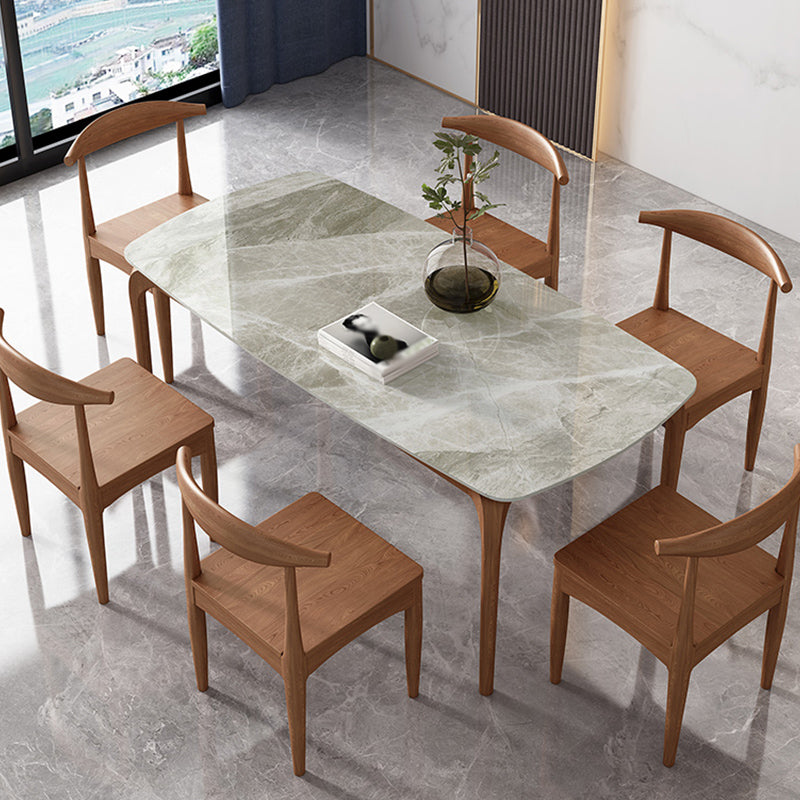 Rectangle Dining Table Sintered Stone Table Retro Modern with 4 Legs