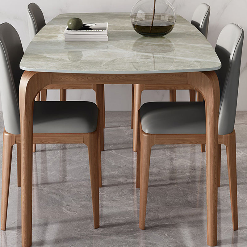 Rectangle Dining Table Sintered Stone Table Retro Modern with 4 Legs