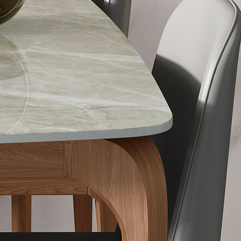 Rectangle Dining Table Sintered Stone Table Retro Modern with 4 Legs