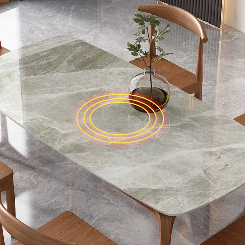 Rectangle Dining Table Sintered Stone Table Retro Modern with 4 Legs