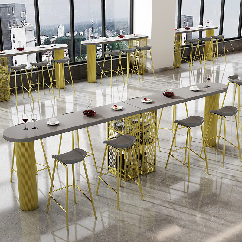 Metal Contemporary Freeform Dining Table Pine Wood Top Table