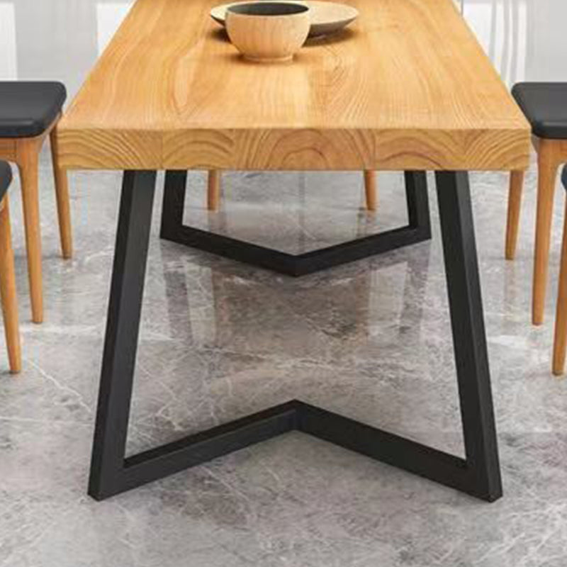 Rectangle Industrial Dining Table Double Pedestal Solid Wood Table