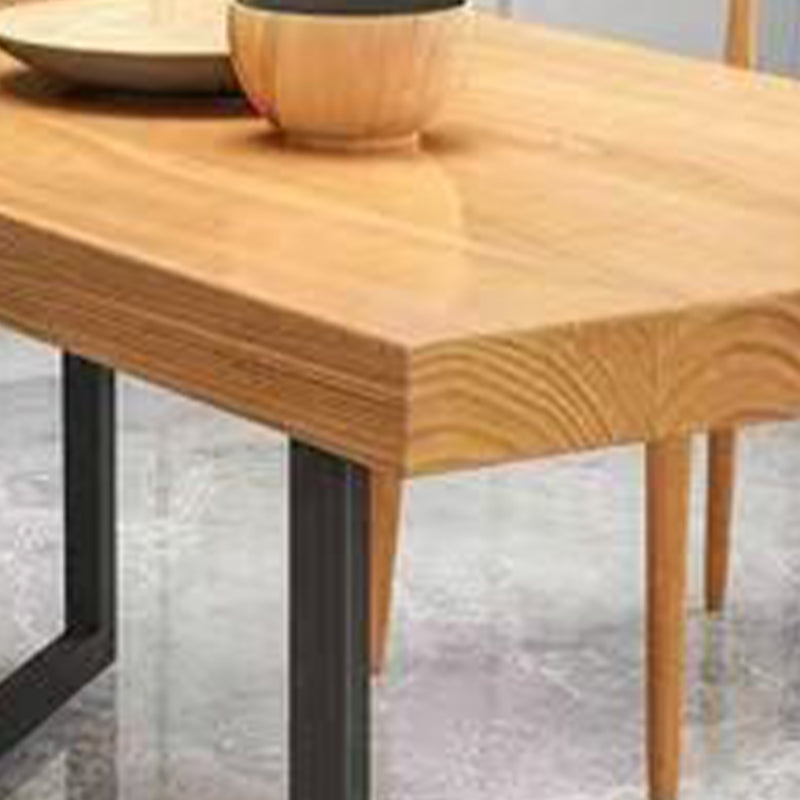 Rectangle Industrial Dining Table Double Pedestal Solid Wood Table