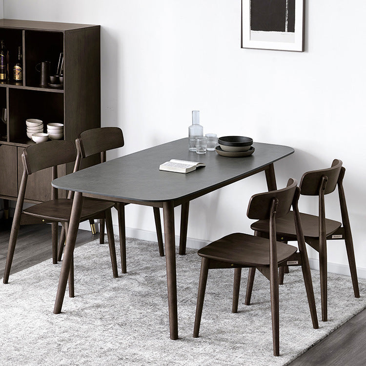 Rectangle Stone Top Dining Table Mid-Century Modern Dining Table with 4 Legs