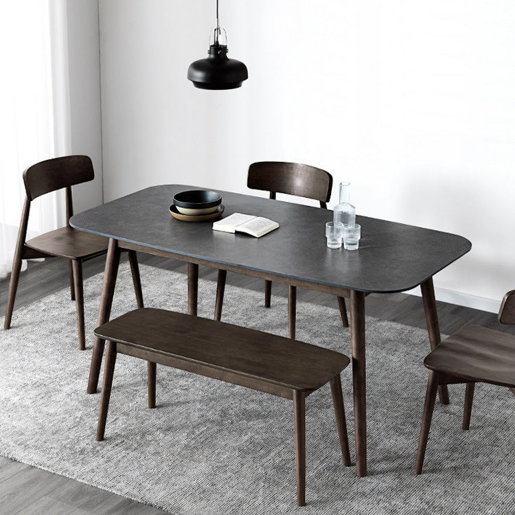 Rectangle Stone Top Dining Table Mid-Century Modern Dining Table with 4 Legs