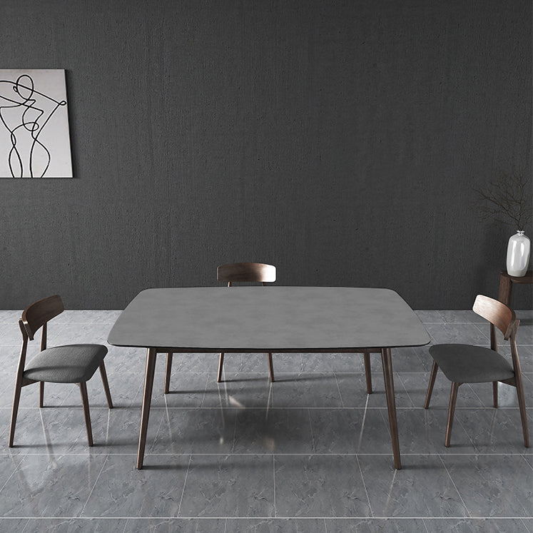 Rectangle Stone Top Dining Table Mid-Century Modern Dining Table with 4 Legs