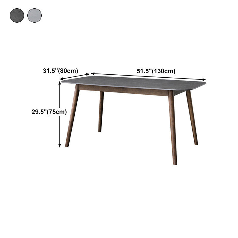 Rectangle Stone Top Dining Table Mid-Century Modern Dining Table with 4 Legs