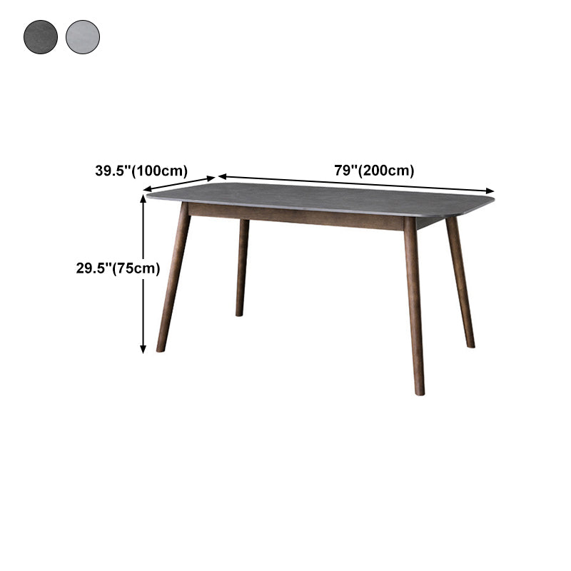 Rectangle Stone Top Dining Table Mid-Century Modern Dining Table with 4 Legs