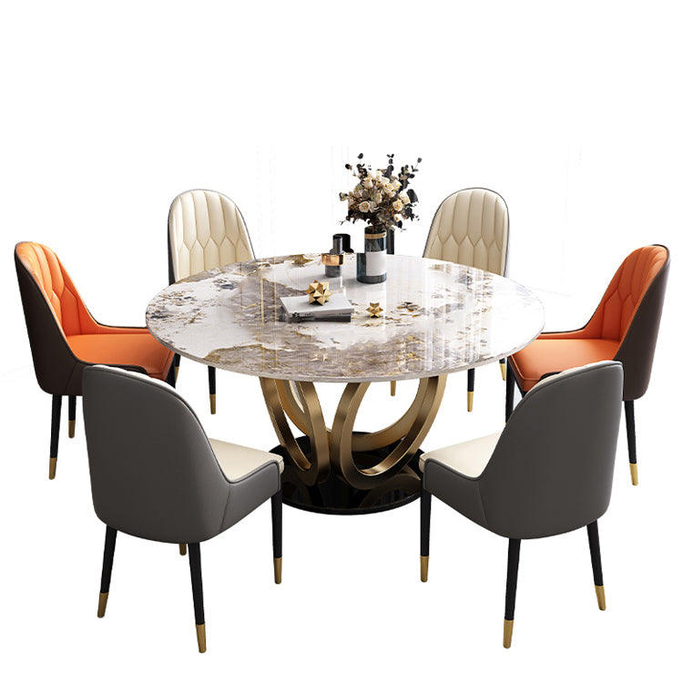 Glam Restaurant Sintered Stone Table Round Pedestal Dining Table