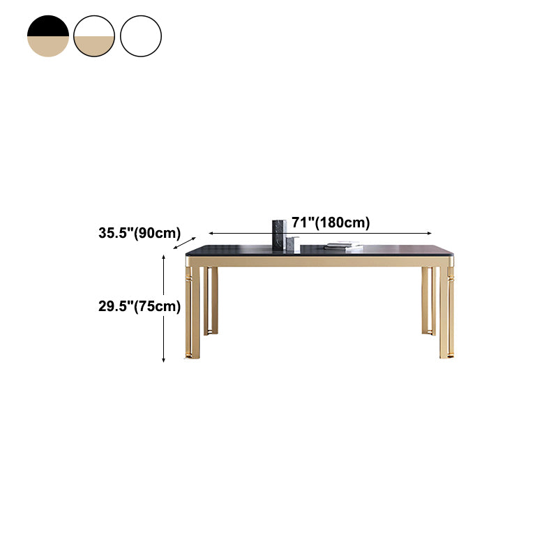 Glam Sintered Stone Home Table Gold Rectangle Dining Table with 4 Legs