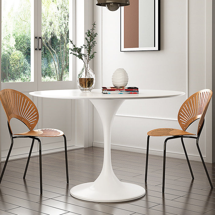 Stone Round Top Table Contemporary Dining Table with Pedestal Base