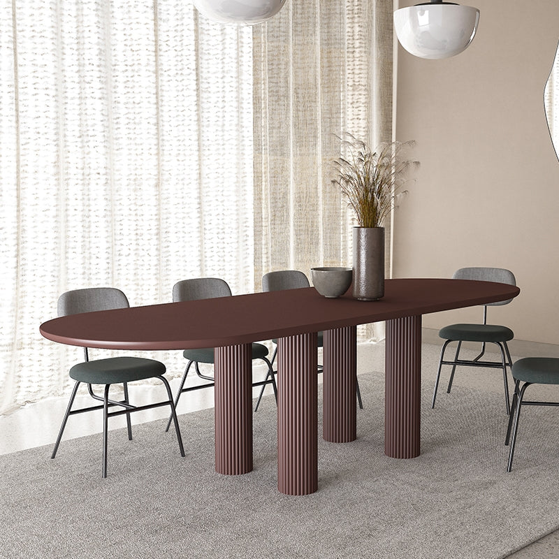 Modern Oval Dining Table Tripod Base Kitchen Dining Table with Solid Wood