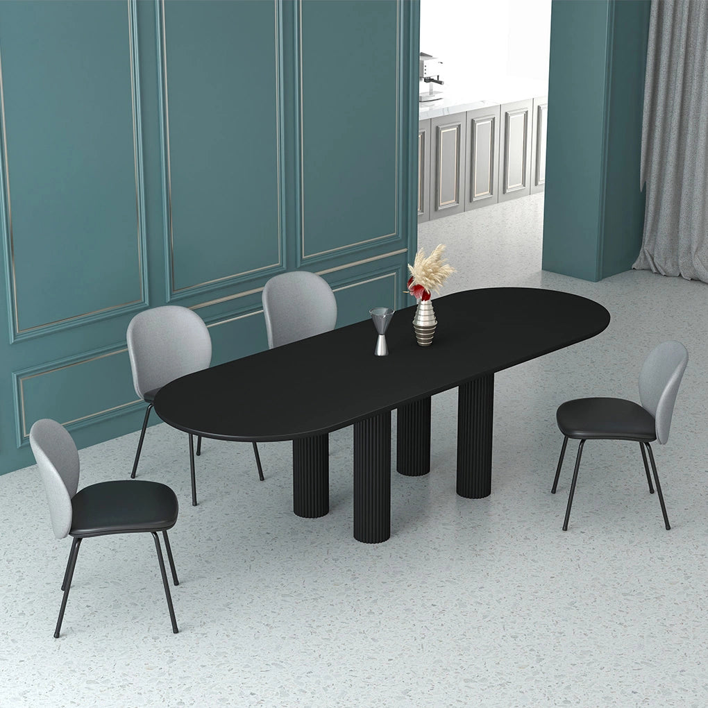 Modern Oval Dining Table Tripod Base Kitchen Dining Table with Solid Wood
