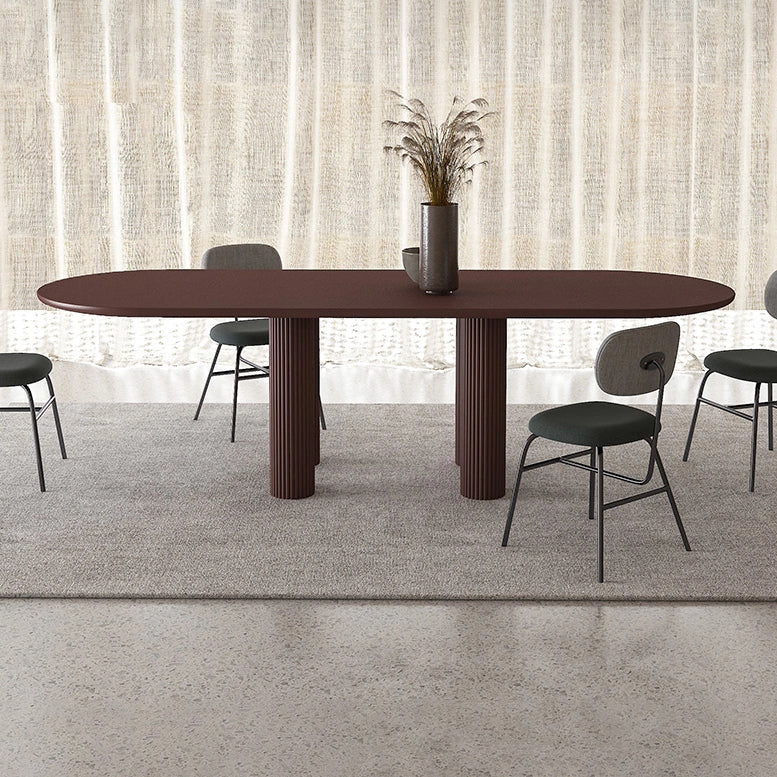 Modern Oval Dining Table Tripod Base Kitchen Dining Table with Solid Wood