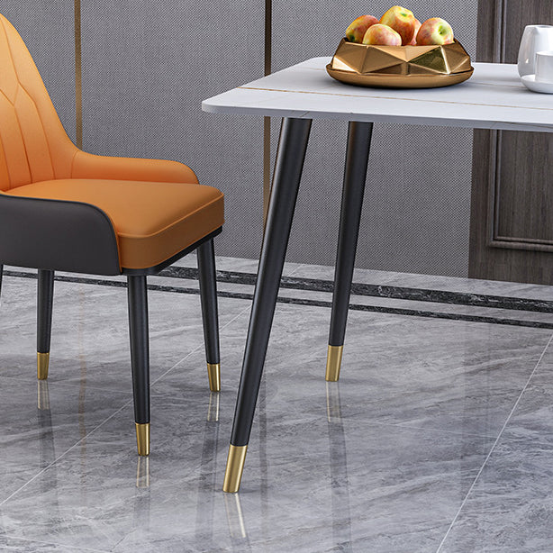 Metal 4 Legs Dining Table Modern Rectangle Stone Top Dining Table for Living Room