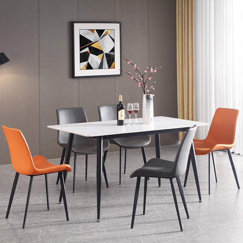 Glam Style Stone Dining Table 4 Black Legs Table Home Rectangle Dining Table