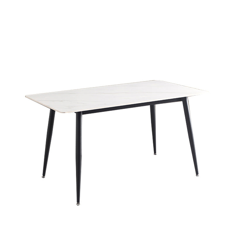 Glam Style Stone Dining Table 4 Black Legs Table Home Rectangle Dining Table