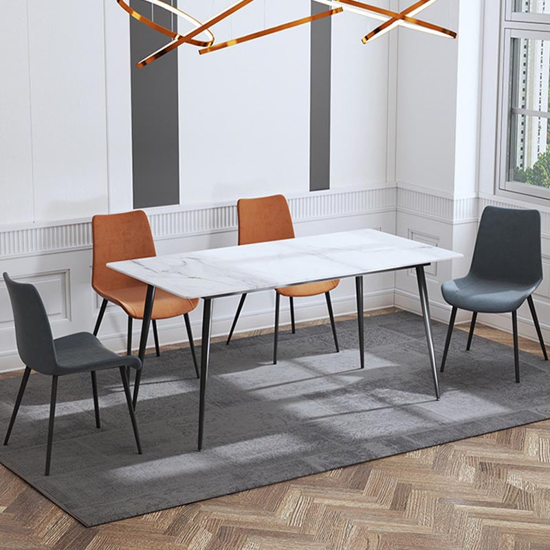 Glam Style Stone Dining Table 4 Black Legs Table Home Rectangle Dining Table