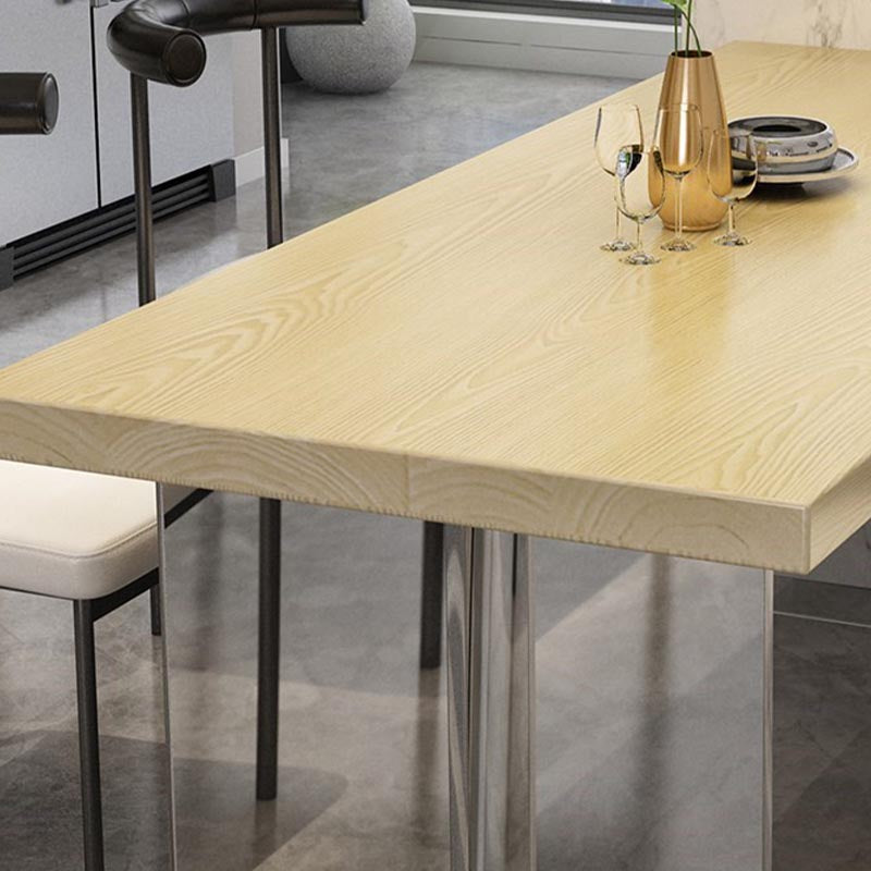 Mesa de comedor con tapa de madera rectangular, mesa de cocina con base de acrílico transparente moderna