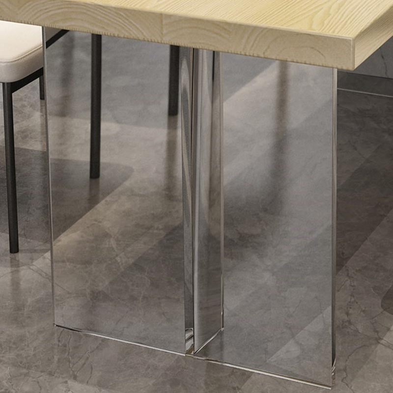 Mesa de comedor con tapa de madera rectangular, mesa de cocina con base de acrílico transparente moderna
