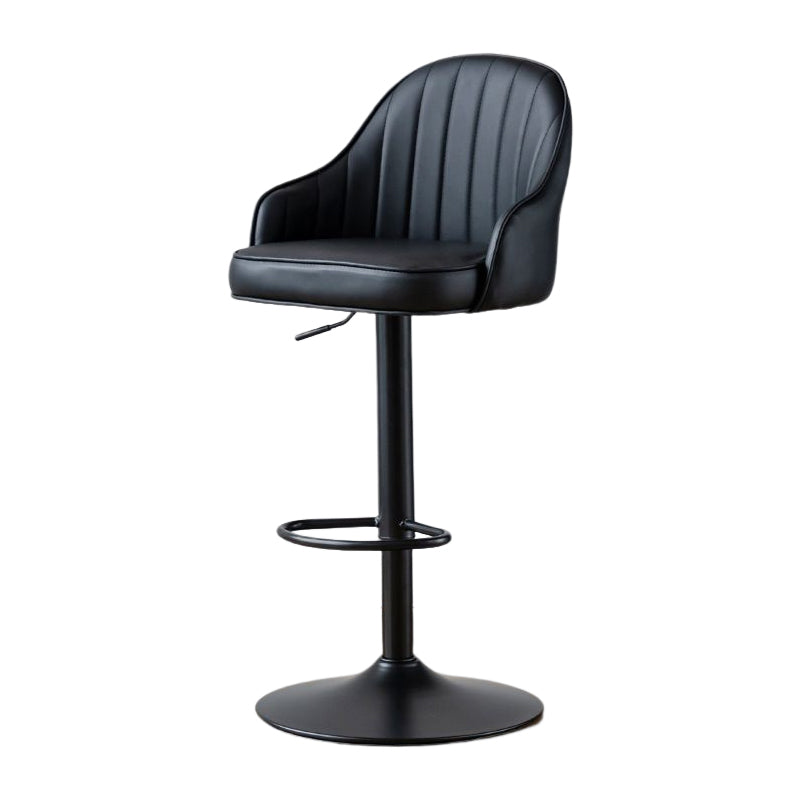 Contemporary Metal Bar and Counter Stool Low Back Stool with Pedestal Base