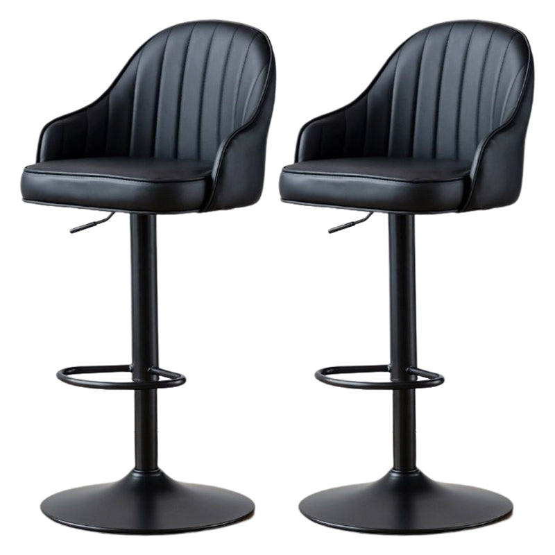 Contemporary Metal Bar and Counter Stool Low Back Stool with Pedestal Base