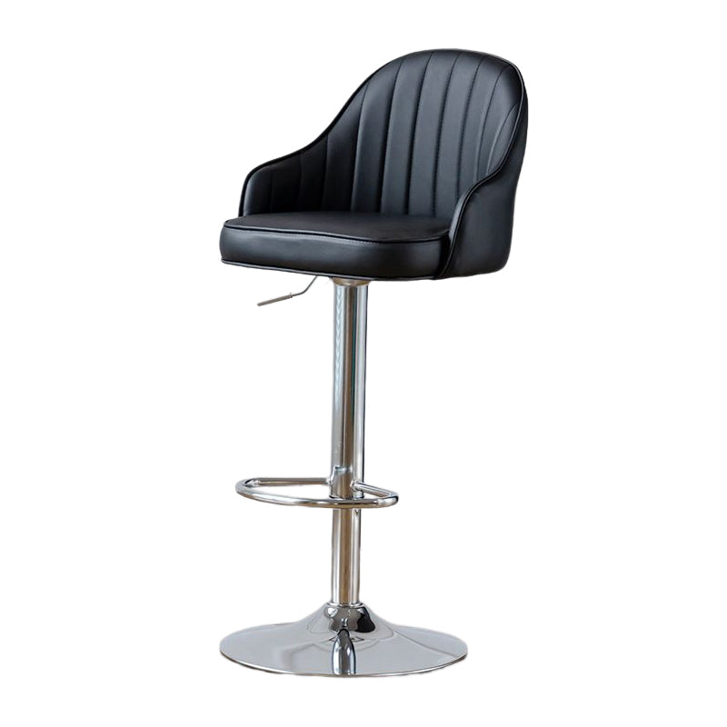 Contemporary Metal Bar and Counter Stool Low Back Stool with Pedestal Base